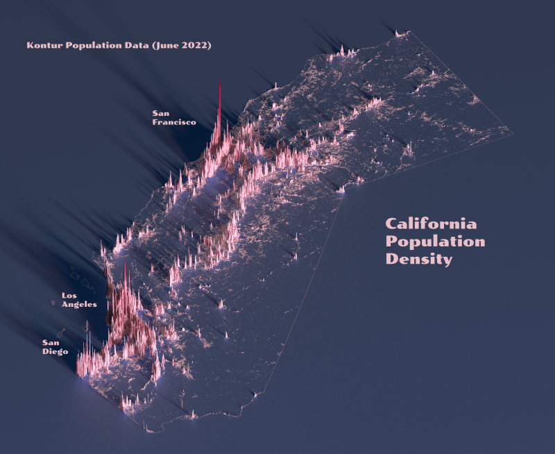 California Population Density 3d map