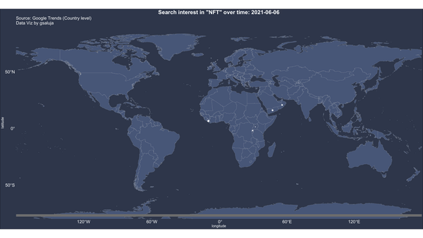 NFT Search trend on a world map